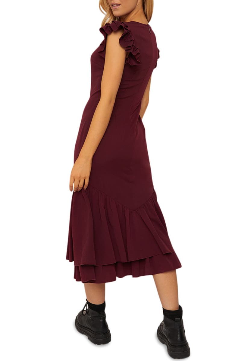 Chi Chi London Ruffle Hem Midi Dress, Alternate, color,