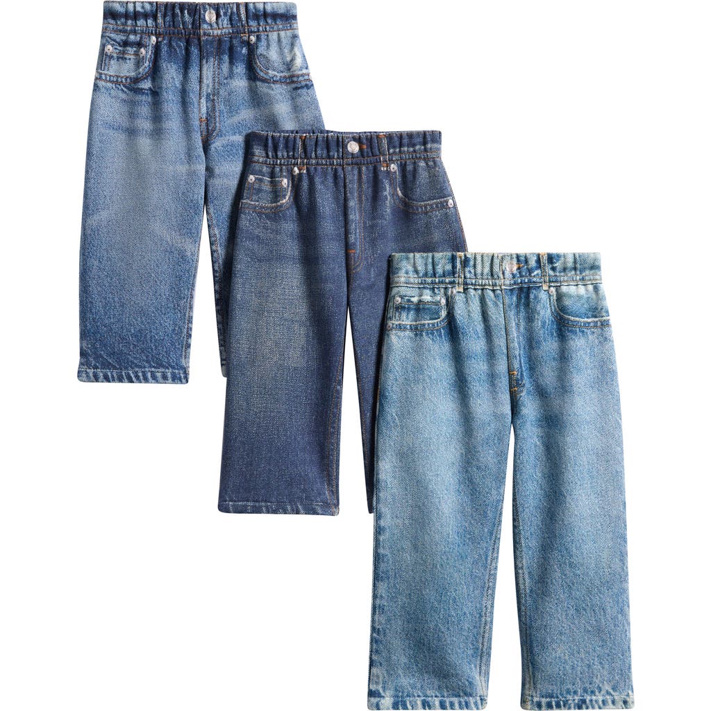 Rag & Bone Mini Miramar Assorted 3-pack Cotton Terry Sweatpant Jeans In Blue