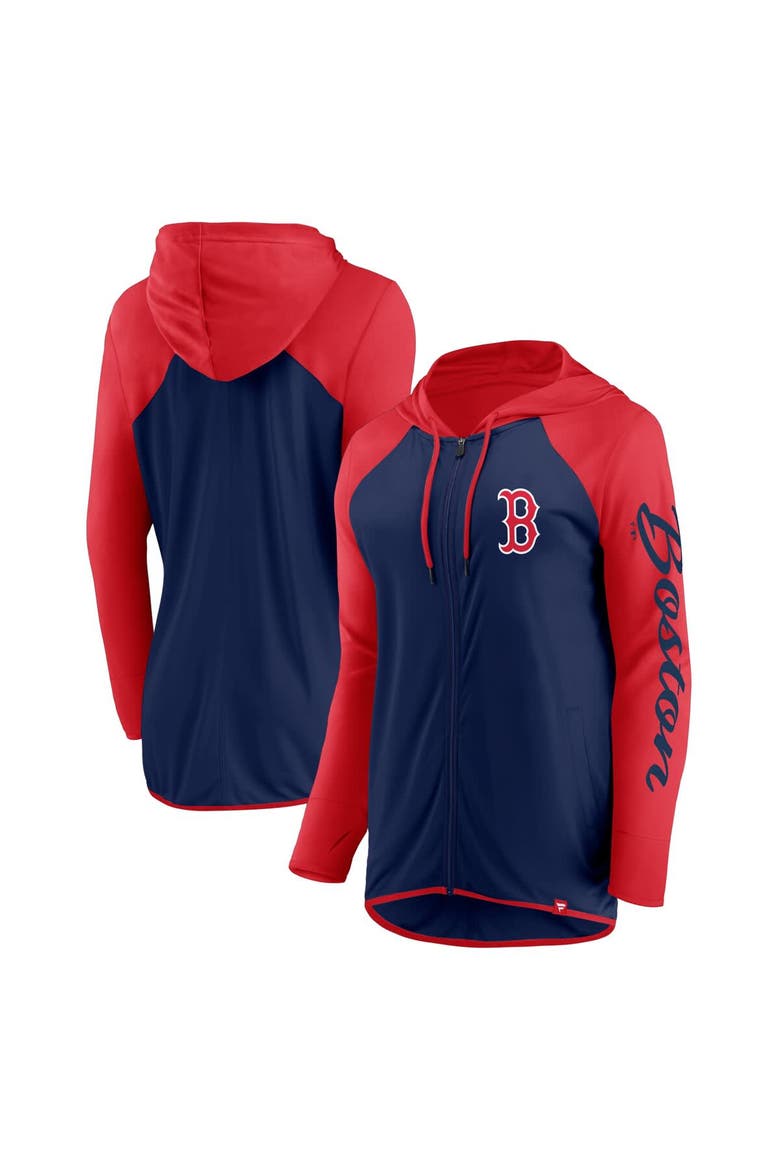 Women's Fanatics Navy/Red Boston Red Sox Script Sleeve Full-Zip Hoodie, Alternate, color, Navy