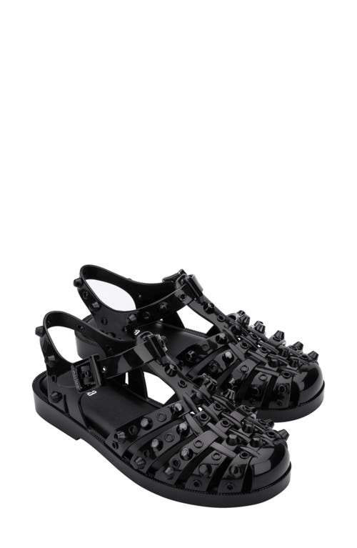 Melissa Possession Studs Sandal In Black/dark Grey, Women's At Urban Outfitters In Black/dark Grey