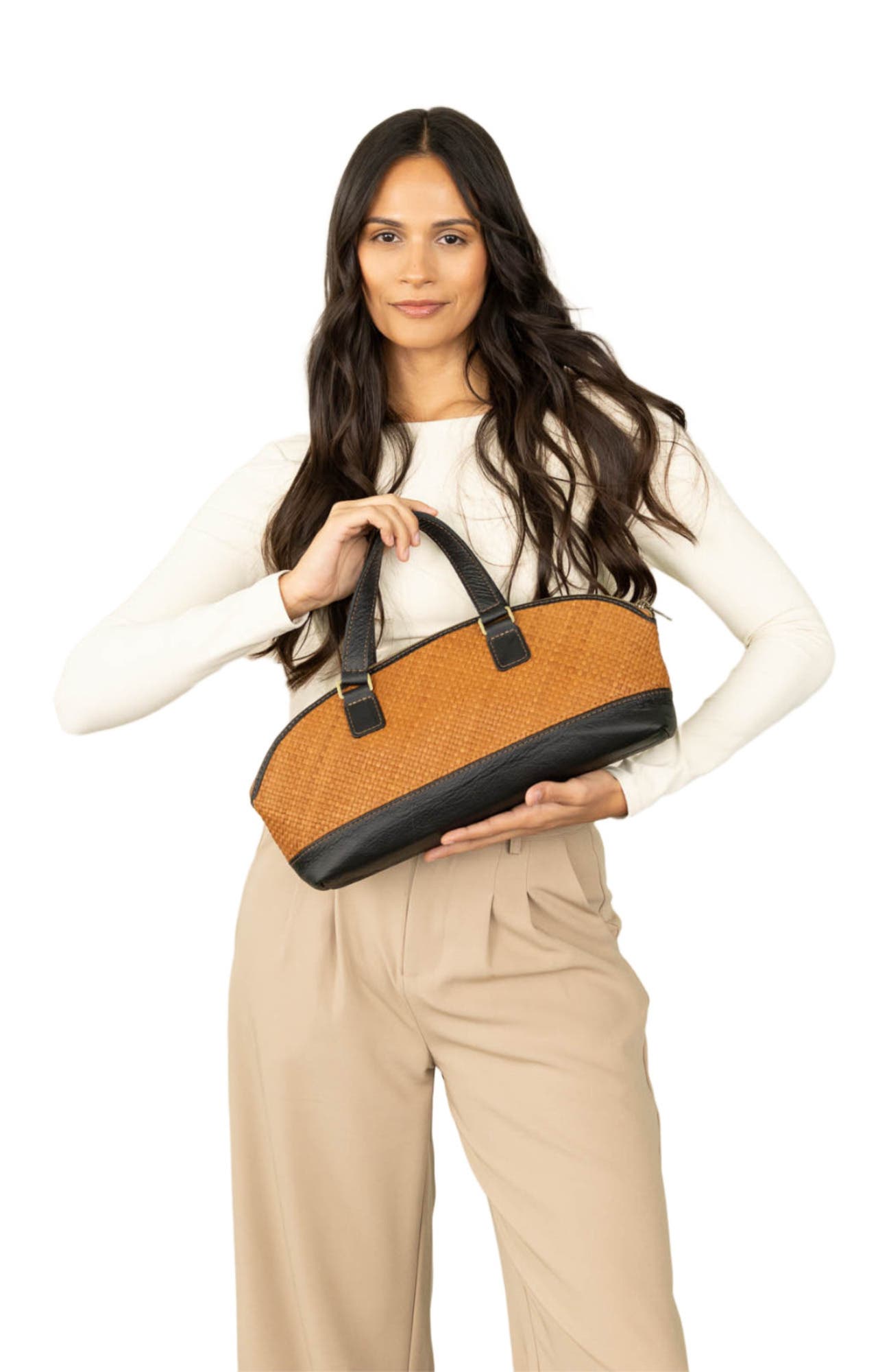 Deux Mains East-West Bag, Alternate, color, Cognac