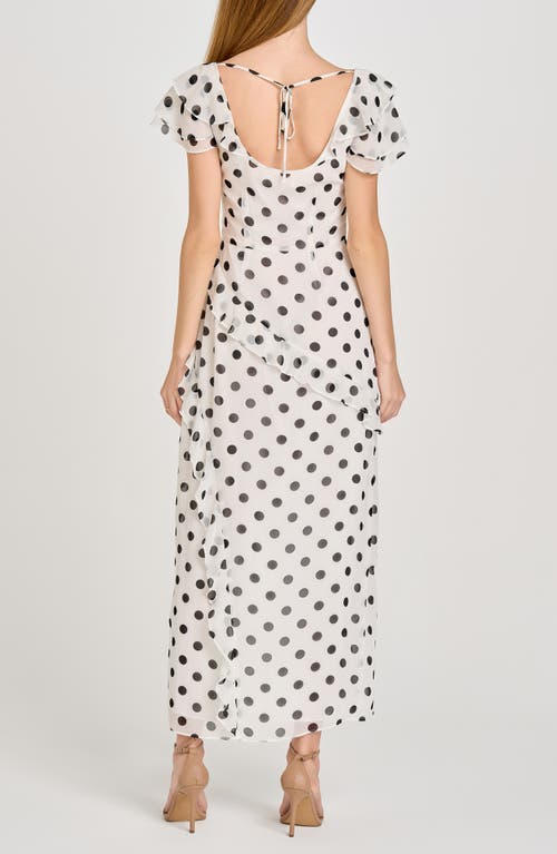 Wayf Violetta Polka Dot Ruffle Sleeve Dress In Ivory Polka Dot