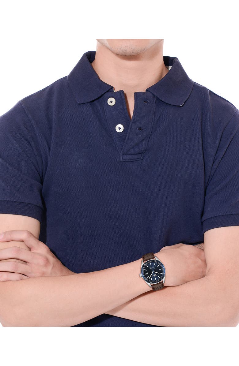 Lacoste Boston Automatique Leather Strap Watch, 40mm, Alternate, color,