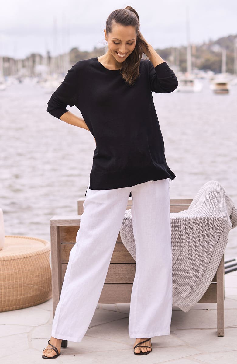 Angel Maternity Smocked Waist Linen Maternity Pants, Alternate, color, 