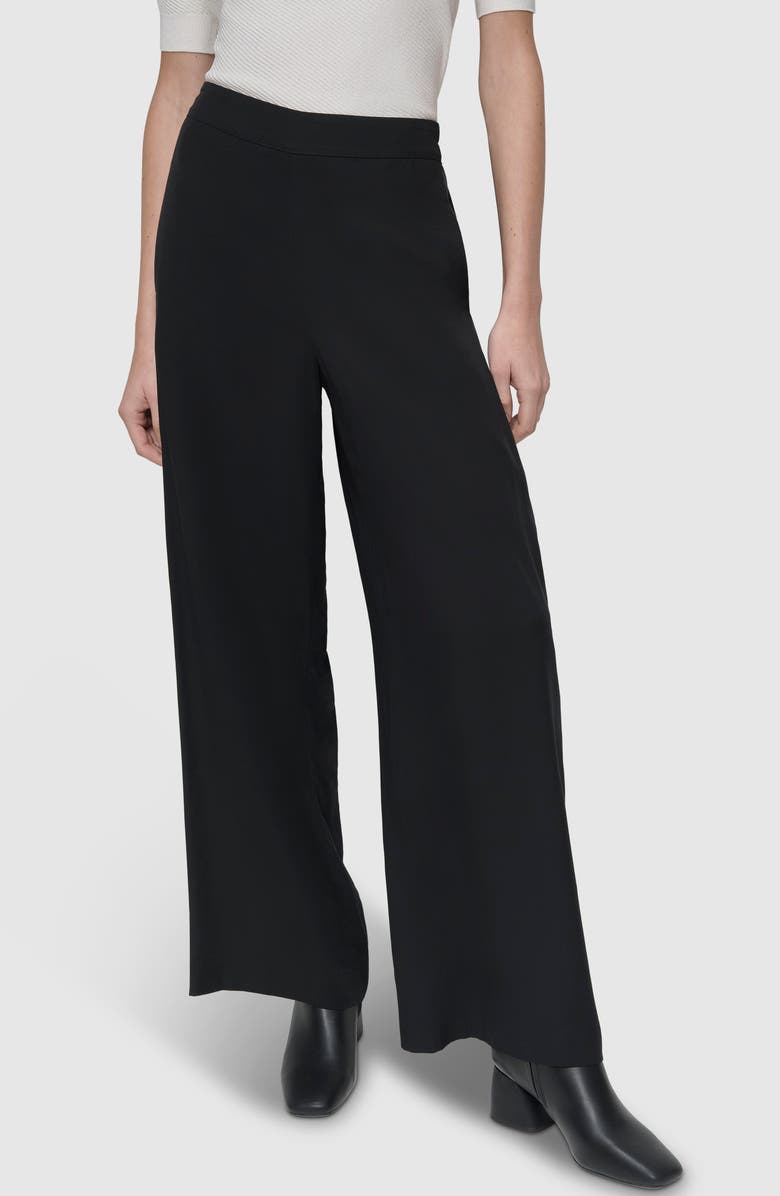 DKNY Logo Side Stripe Slub Satin Pants, Main, color, 