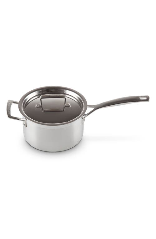Le Creuset 3-ply Stainless Steel Saucepan With Lid Helper Handle 18cm In Stainless Steel