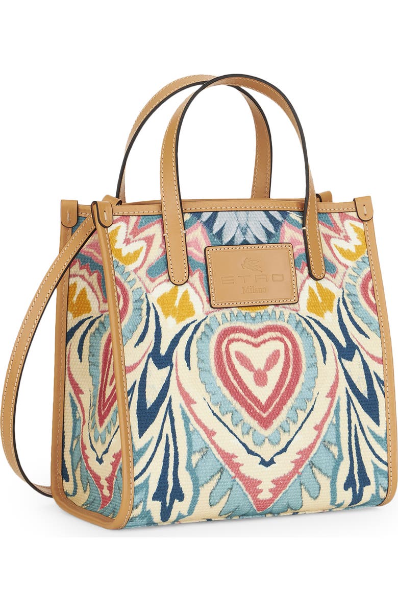 Etro Globetrotter Heart Print Shopping Tote, Alternate, color,