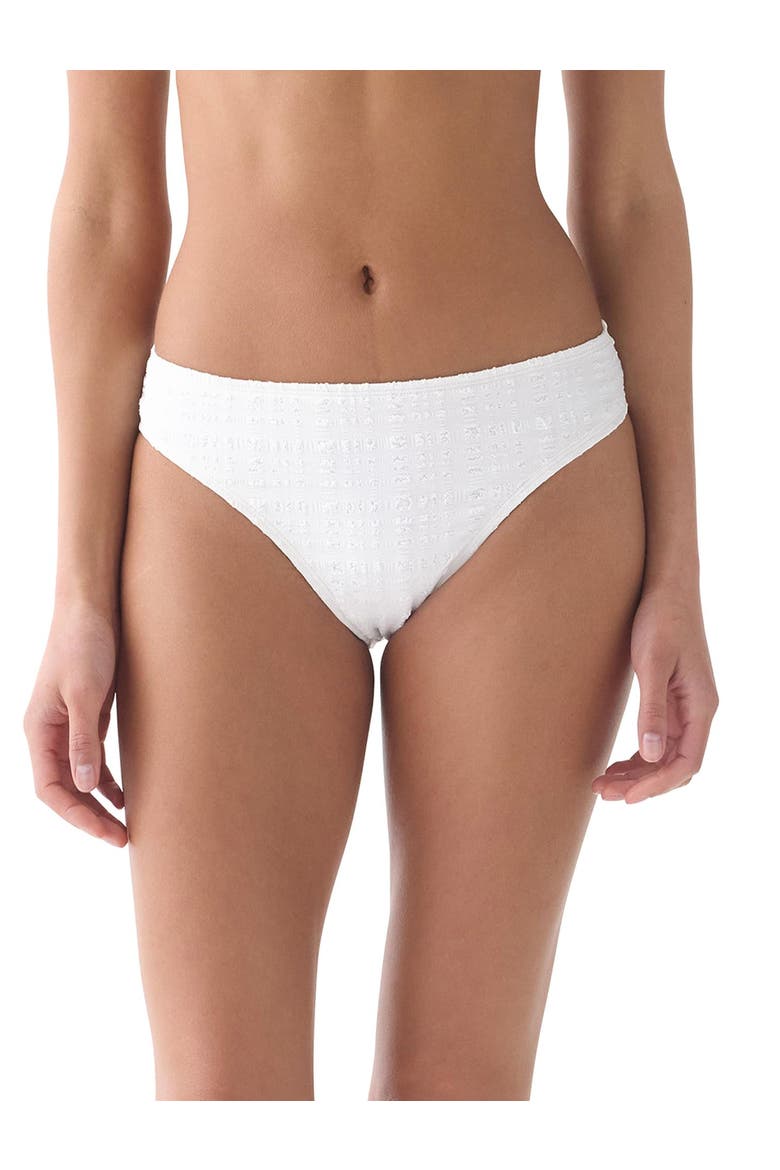 Seersucker High Cut Bikini Swim Bottom Swimsuit, Main, color, White
