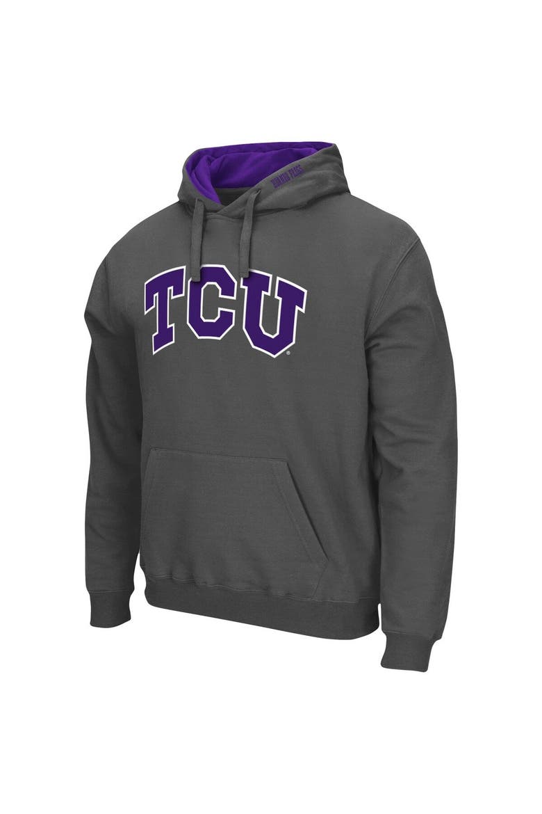 Men's Colosseum Charcoal TCU Horned Frogs Arch & Logo 3.0 Pullover Hoodie, Alternate, color, Charcoal