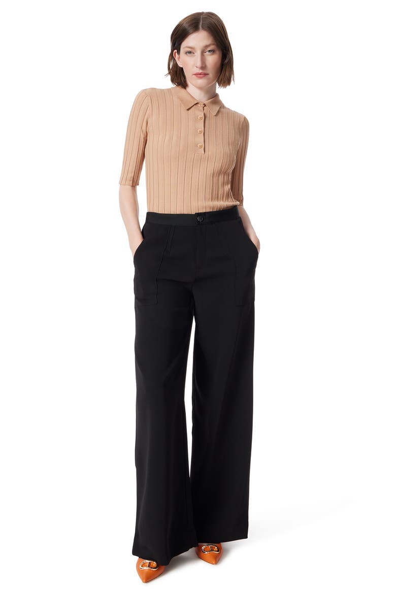 Utility Wide Leg Suiting Pants, Alternate, color, BLACK