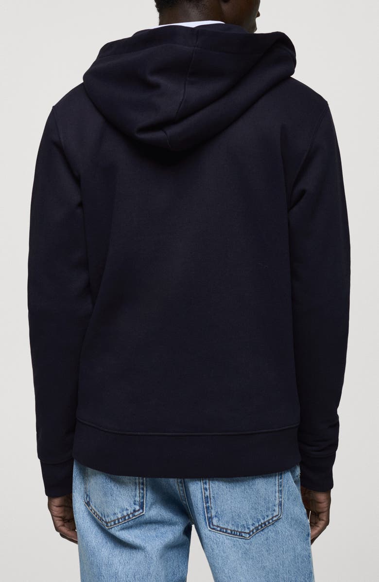 MANGO Zip-Up Cotton Blend Sweatshirt, Alternate, color, Dark Navy
