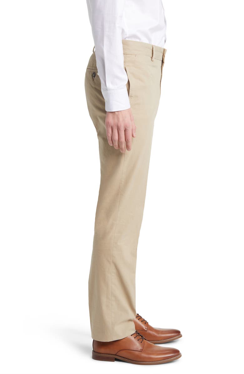 Berle Trim Fit Cotton Poplin Dress Pants, Alternate, color, Khaki