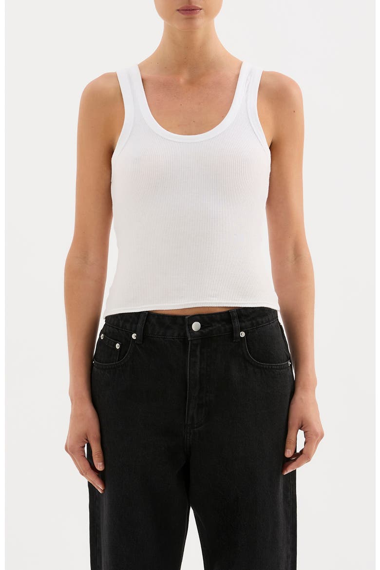 Rib Singlet Top, Main, color, White
