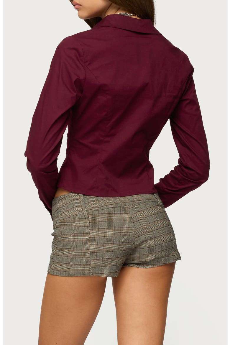Laurna Fitted Button-Up Shirt, Alternate, color, BURGUNDY