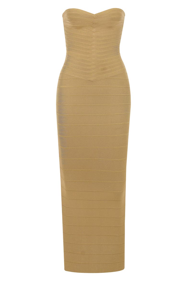 The Sweetheart Shimmer Strapless Gown, Alternate, color, GOLD