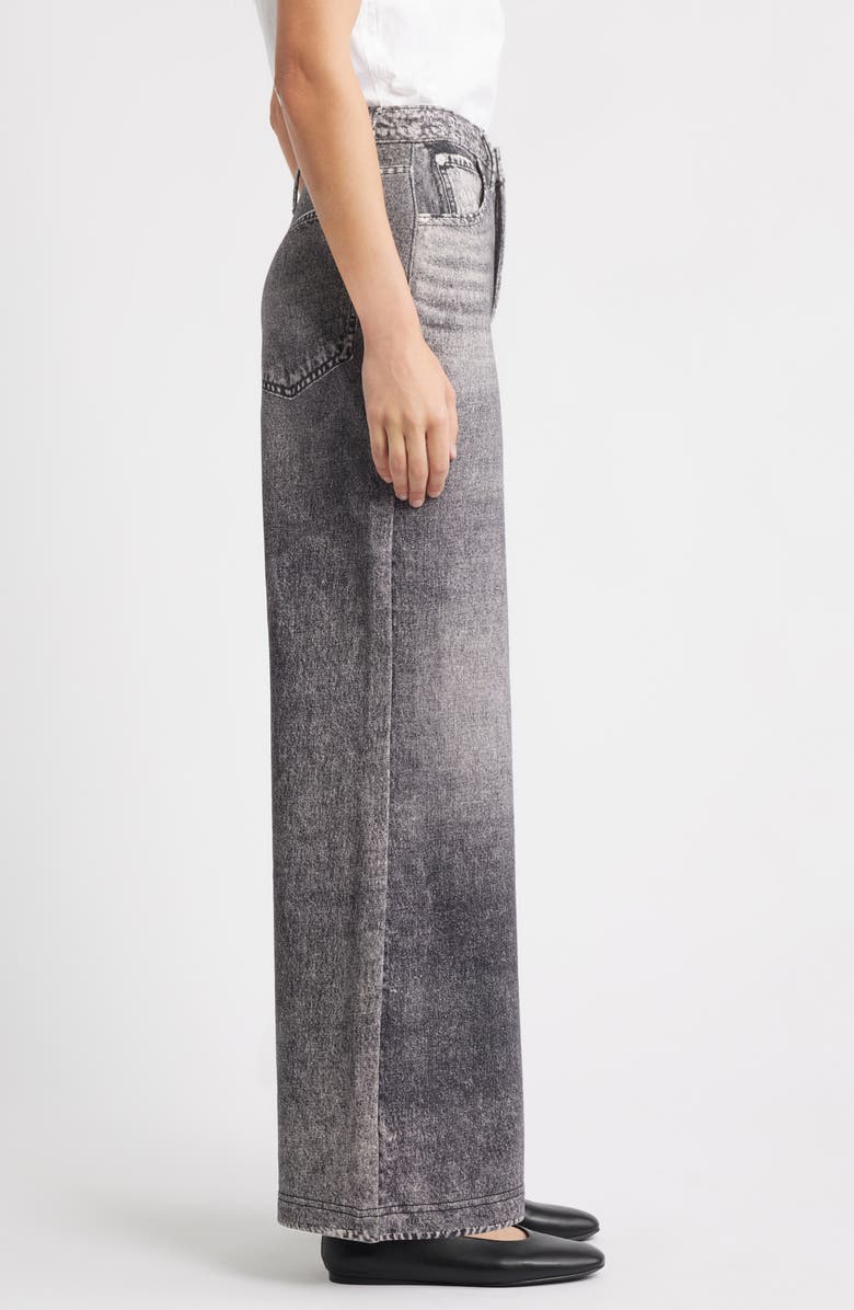 CITY BLUES Wide Leg Cotton Terry Knit Jeans, Alternate, color, Black