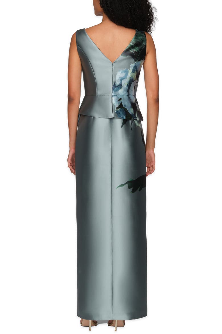 Luciana Placed Floral Column Gown, Alternate, color, ICEBERG