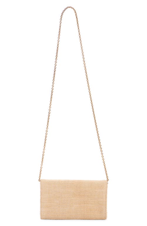 Chloé Iconic Script Raffia Texture Wallet On A Chain In Hot Sand