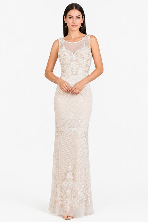 High-Neck Sleeveless Wedding Gown