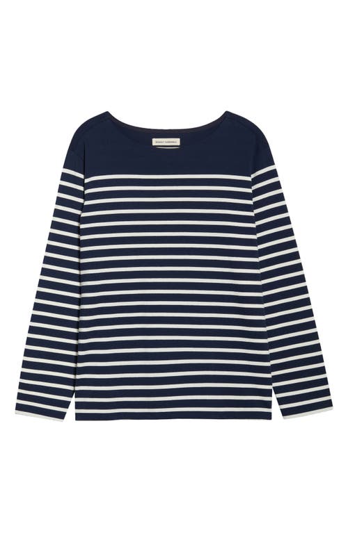Seasalt Cornwall Sailor Stripe Long Sleeve Organic Cotton T-shirt In Blue