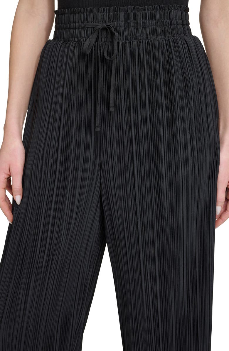 DKNY Pull-On Crop Wide Leg Plissé Pants, Alternate, color, 