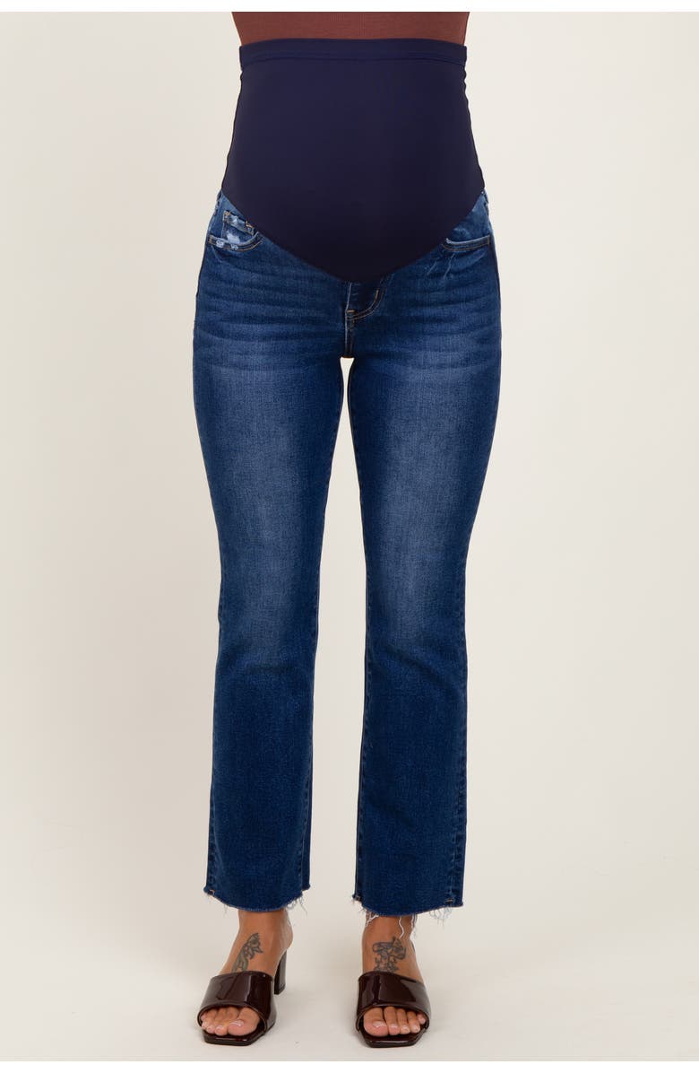 PinkBlush Cut Hem Kick Flare Maternity Jeans, Alternate, color, Navy Blue