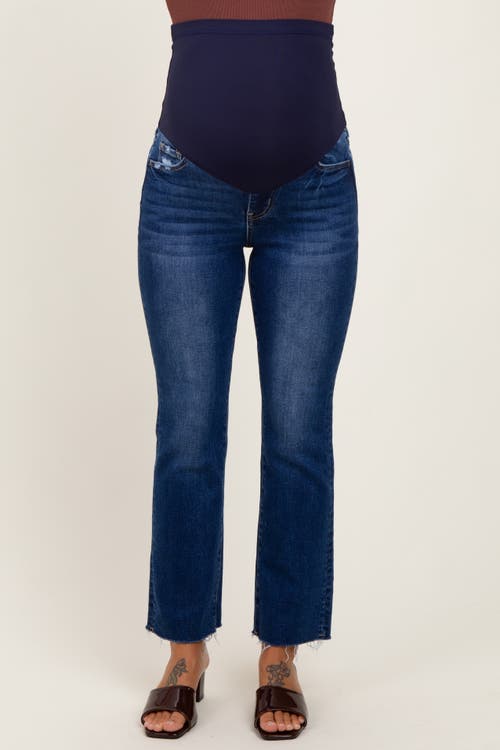 Pinkblush Cut Hem Kick Flare Maternity Jeans In Blue