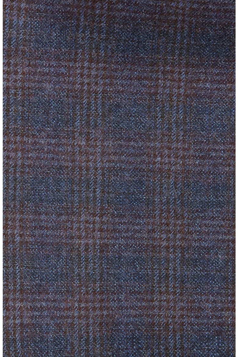 Navy & Maroon Plaid Wool Pocket Square, Alternate, color, NAVY