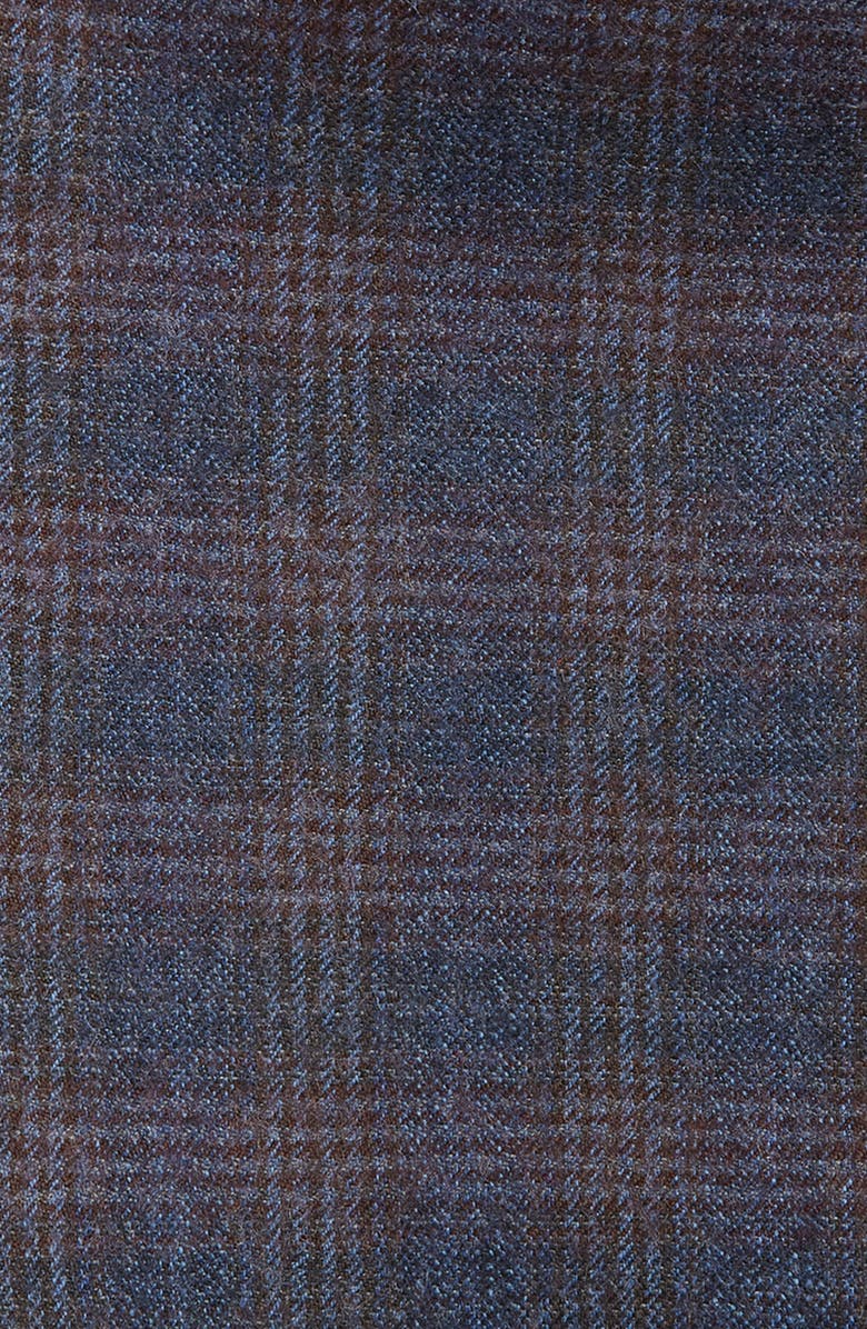 CLIFTON WILSON Navy & Maroon Plaid Wool Pocket Square, Alternate, color, Navy