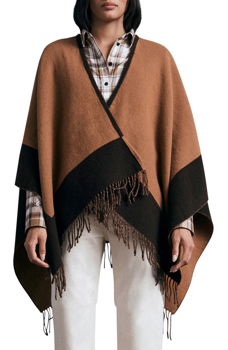 rag & bone Highlands Reversible Wool Blend Poncho, Alternate, color,