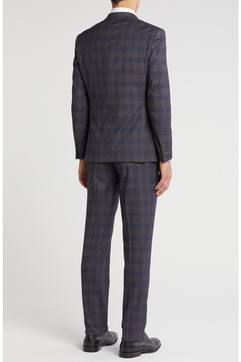 Plaid Trim Fit Notch Lapel Two-Piece Suit, Alternate, color, BROWN