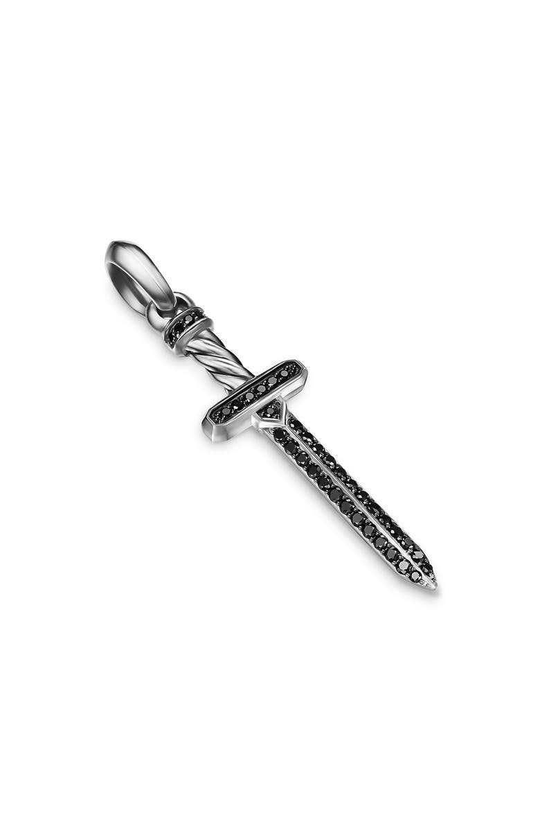 David Yurman Pavé Black Diamond Sword Amulet, Main, color, Silver Pave