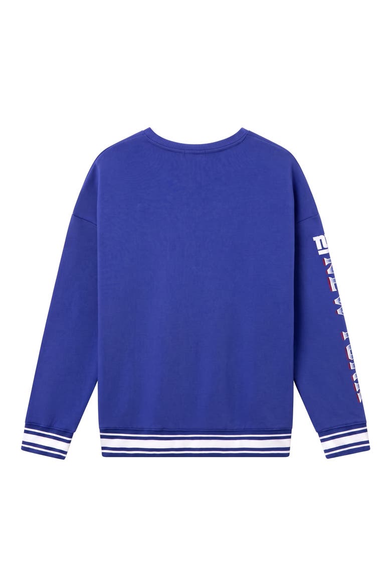 New York Giants Oversize Striped Rib Fleece Crewneck Sweatshirt, Alternate, color, LIBERTY