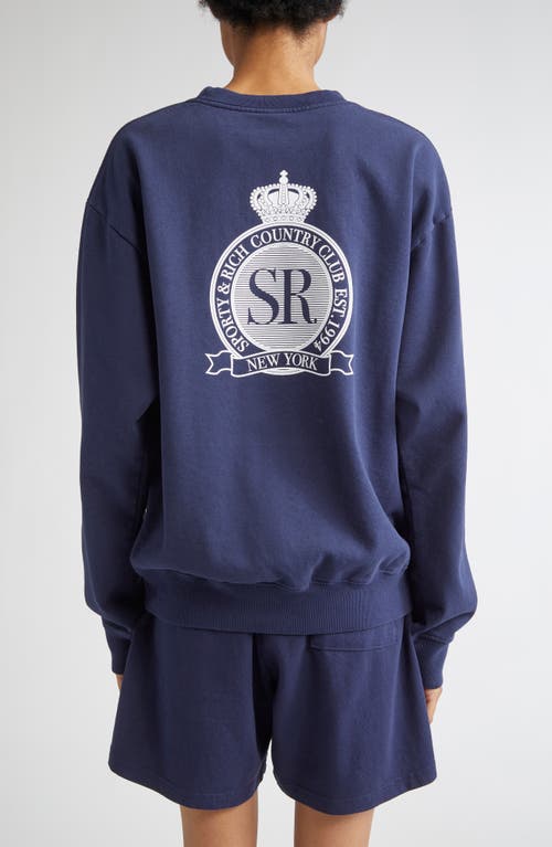 Sporty And Rich Womens Dark Navy Royal Club Crewneck Cotton-jersey Sweatshirt Xxl In Blue