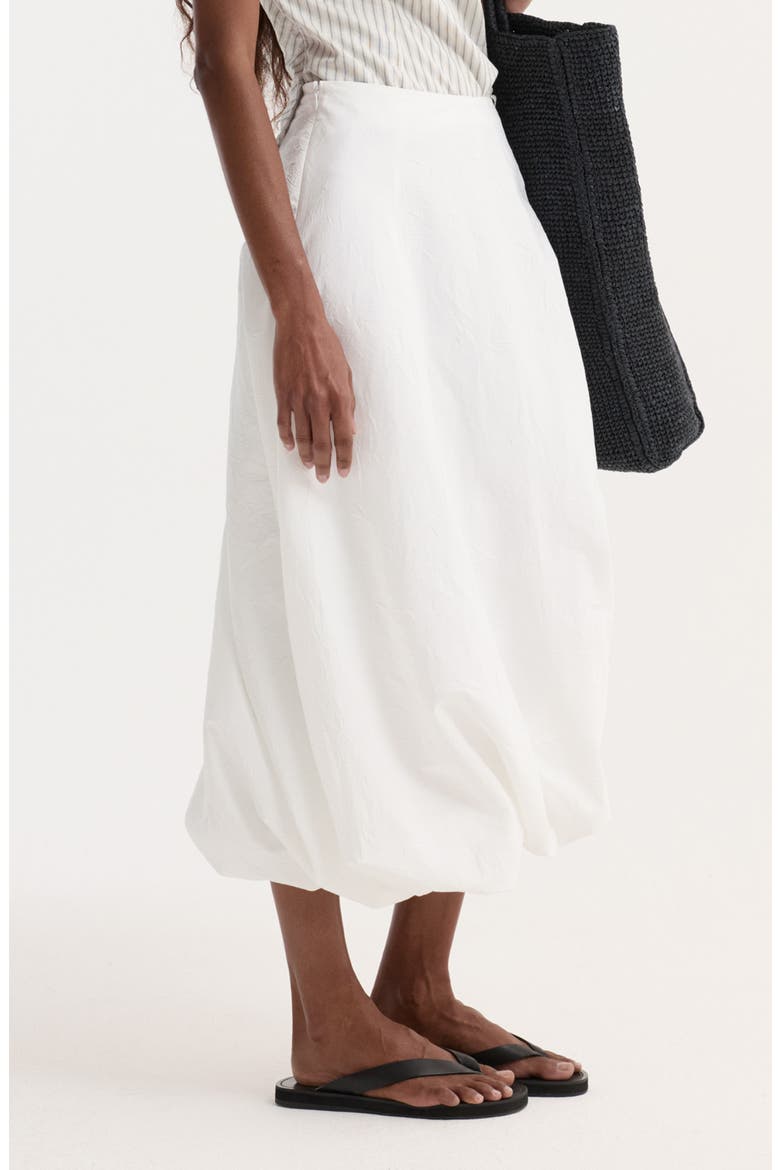 Twisted Crushed Cotton Blend Midi Skirt, Alternate, color, OPTIC WHITE
