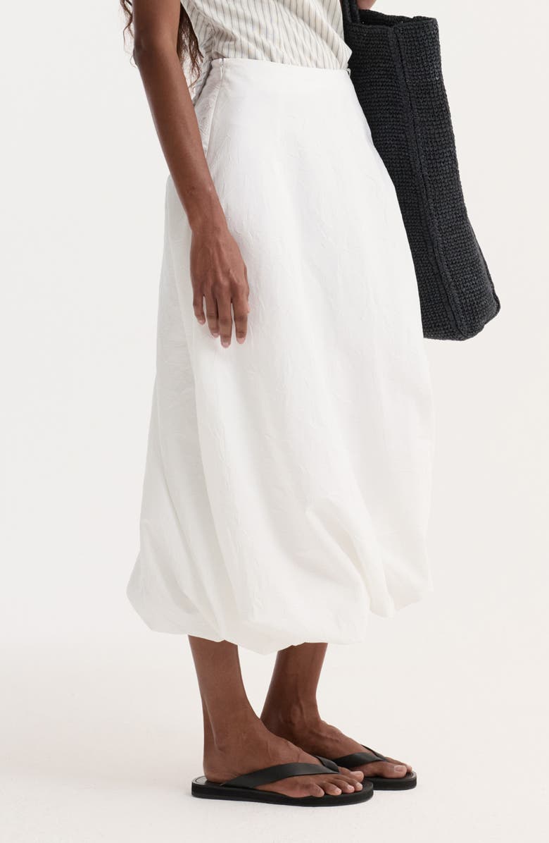 Róhe Twisted Crushed Cotton Blend Midi Skirt, Alternate, color, Optic White