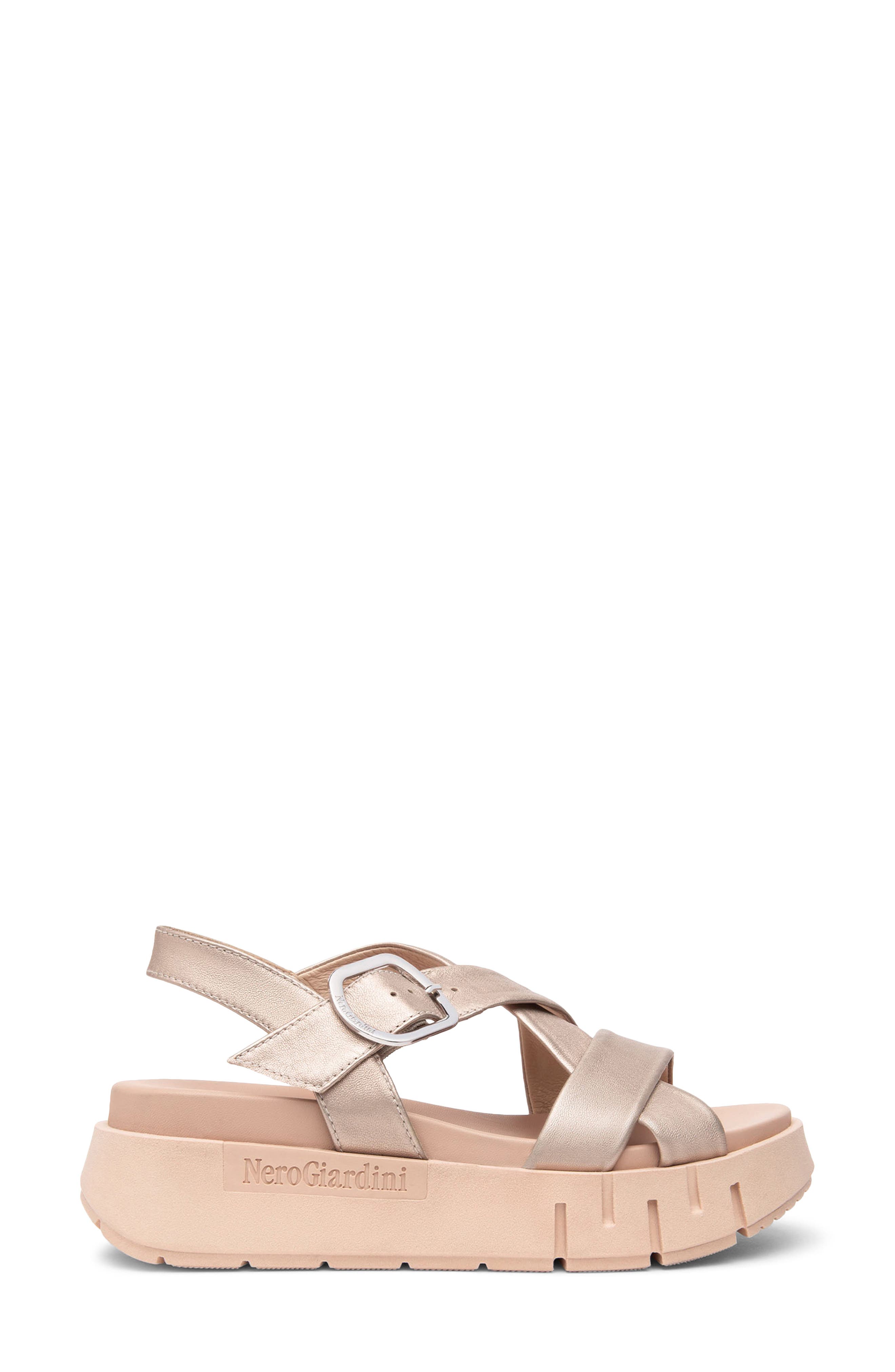 Slingback Platform Sandal, Alternate, color, SAND METALLIC