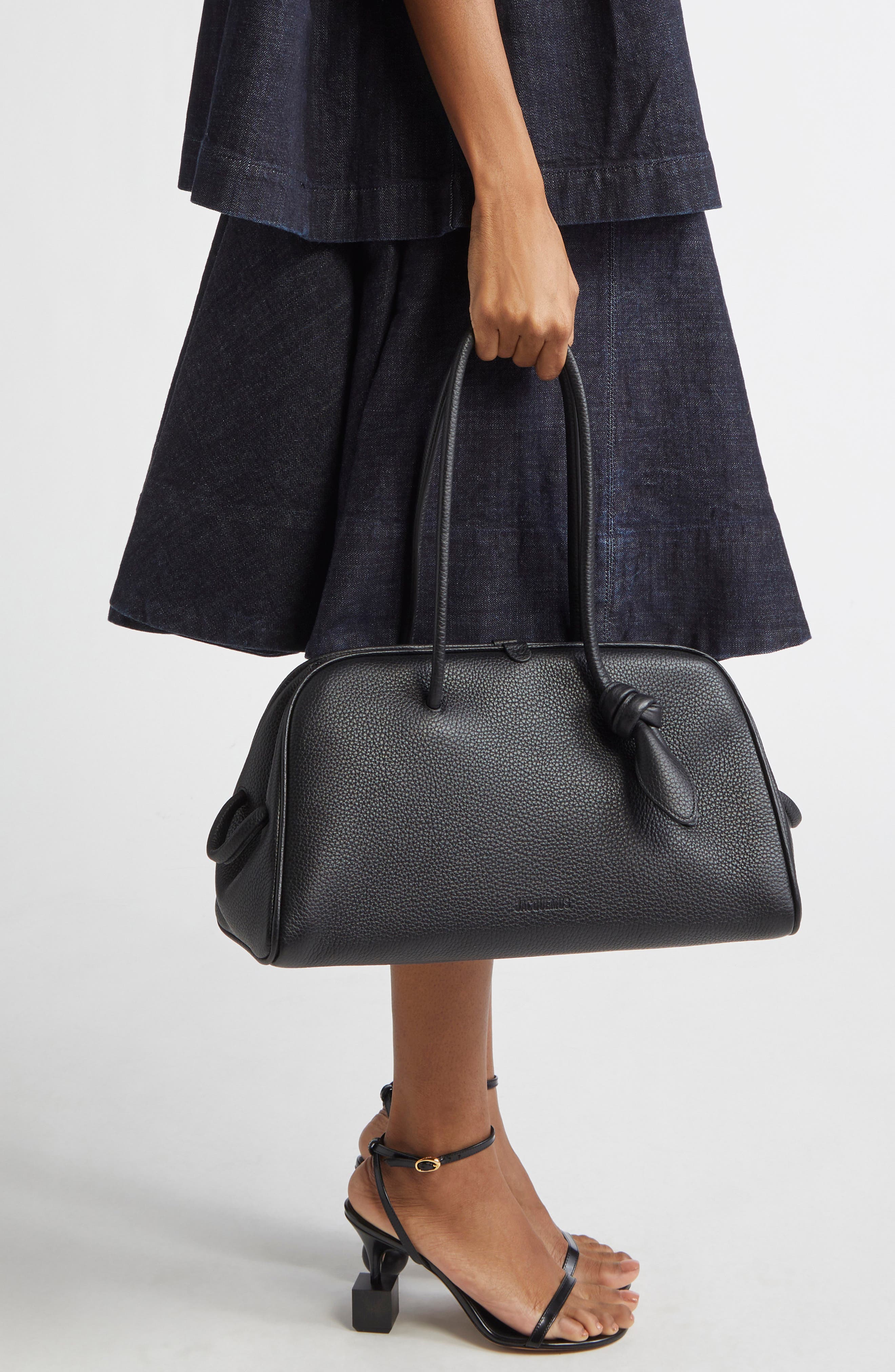 Jacquemus Le Turismo Leather Bowling Bag, Alternate, color, Black