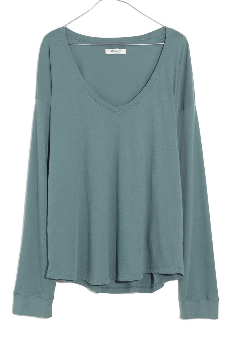 Softfade Cotton V-Neck Relaxed T-Shirt, Alternate, color, FADED SHALE