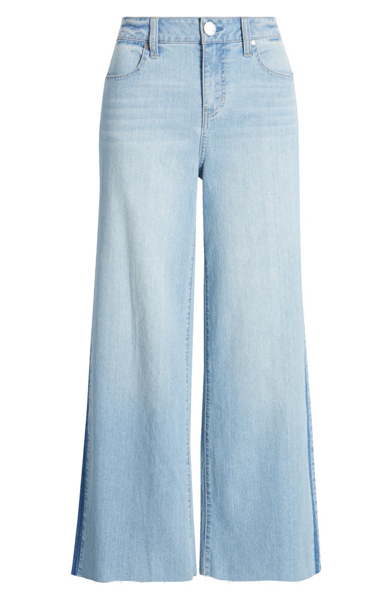 1822 Denim Shadow Stripe Raw Hem High Waist Ankle Wide Leg Jeans, Alternate, color, 