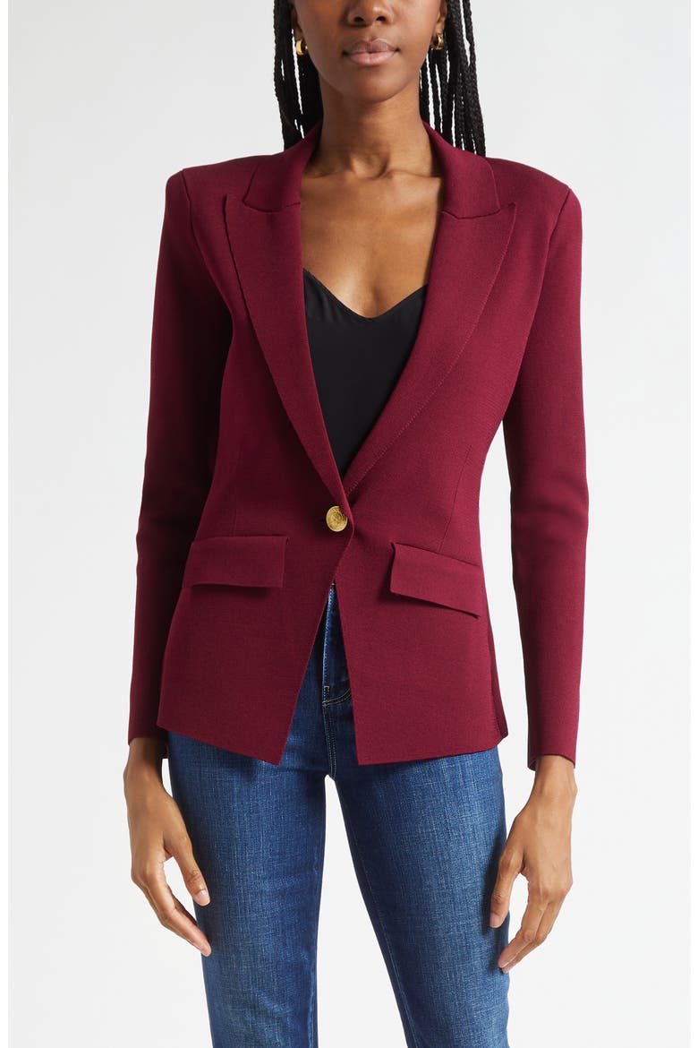 Chamberlain Knit Blazer, Main, color, DARK PORT/ GOLD