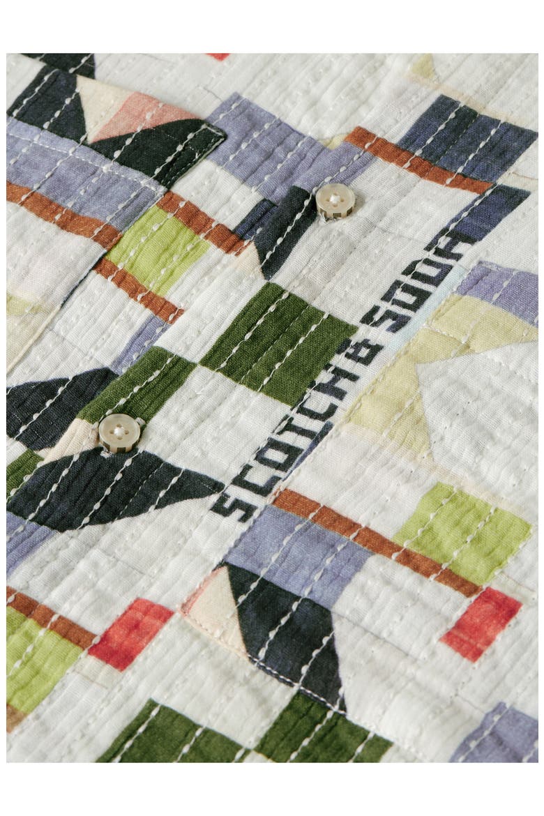Relaxed Fit Print Short Sleeve Button-Up Shirt, Alternate, color, PATCHWORK JACQUARD