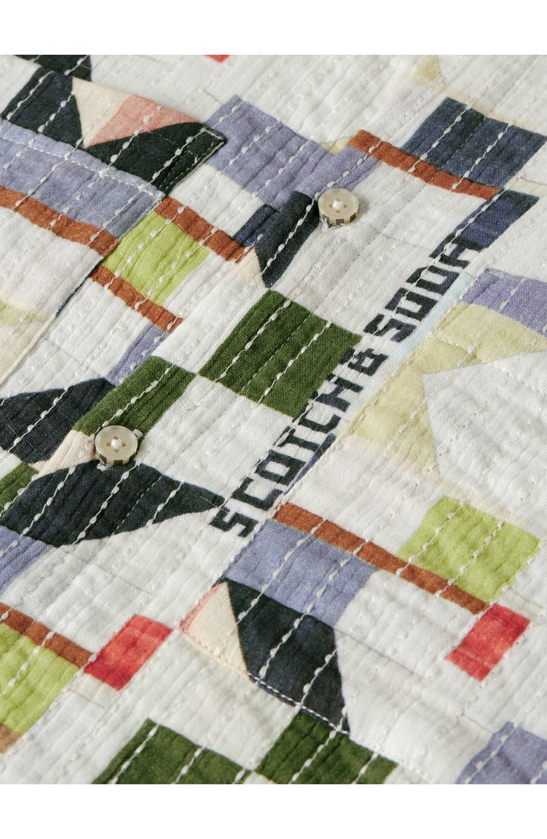 Scotch & Soda Relaxed Fit Print Short Sleeve Button-Up Shirt, Alternate, color, Patchwork Jacquard