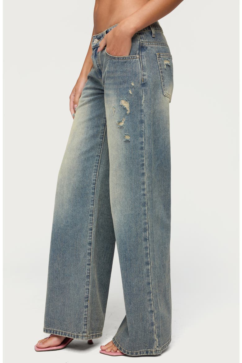 Noor Distressed Low Rise Baggy Jeans, Alternate, color, BLUE-VINTAGE-WASHED