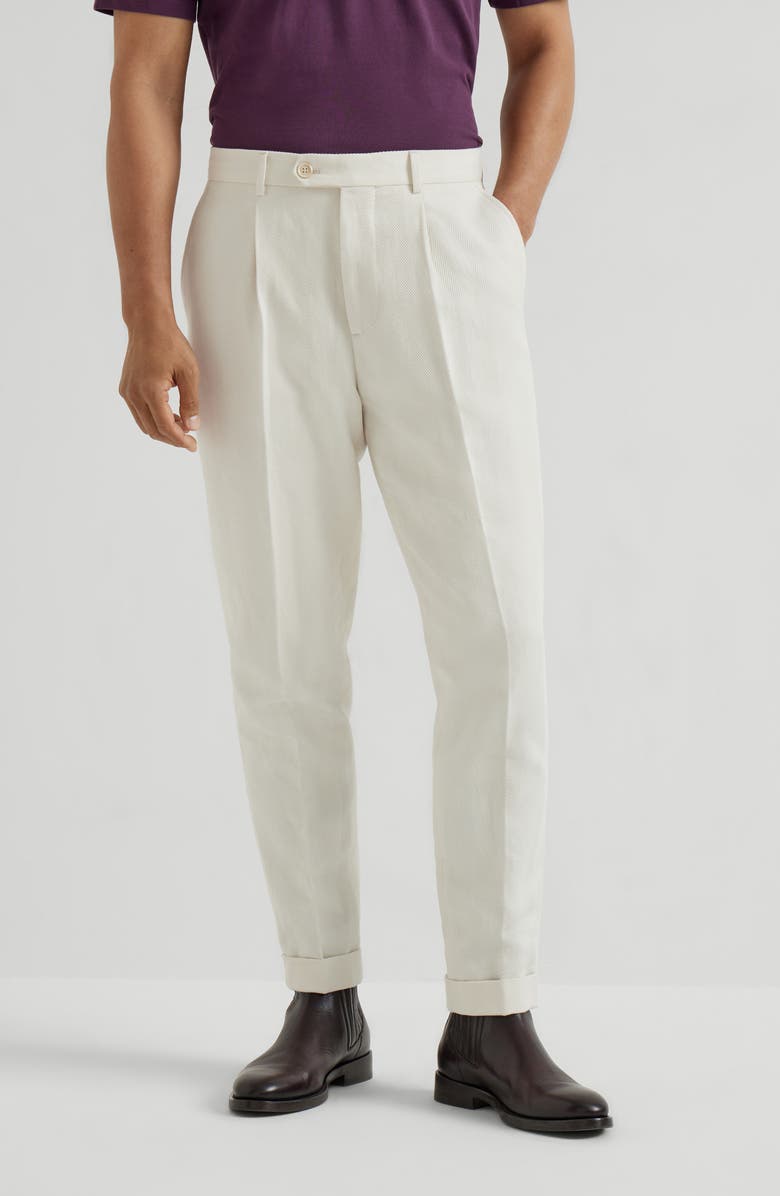 Brunello Cucinelli Chevron trousers, Alternate, color, Ecru