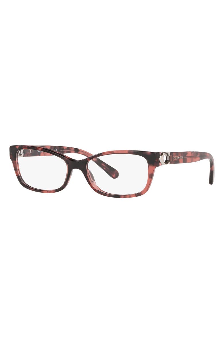COACH 53mm Rectangular Optical Glasses, Alternate, color,
