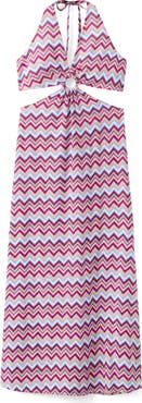 MANGO TEEN Print Cutout Halter Midi Dress