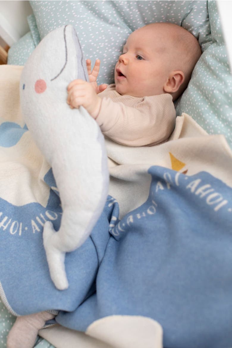 Juwel Whale Ahoi Baby Blanket, Alternate, color, Blue