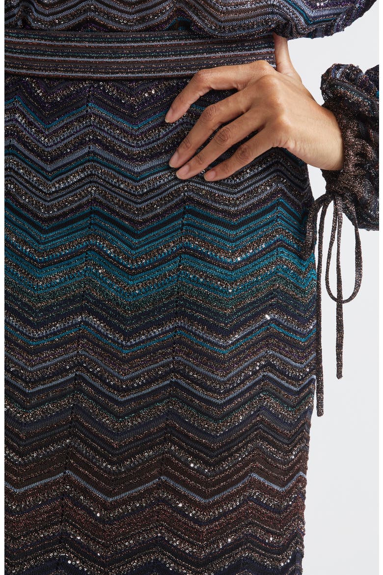 Zigzag Lamé Midi Skirt, Alternate, color, DARK BLUE TONES