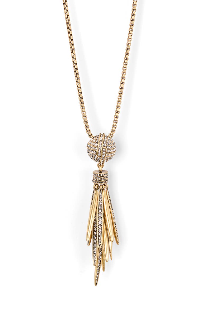 Crystal Orb & Spikes Pendant Necklace, Main, color, GOLD